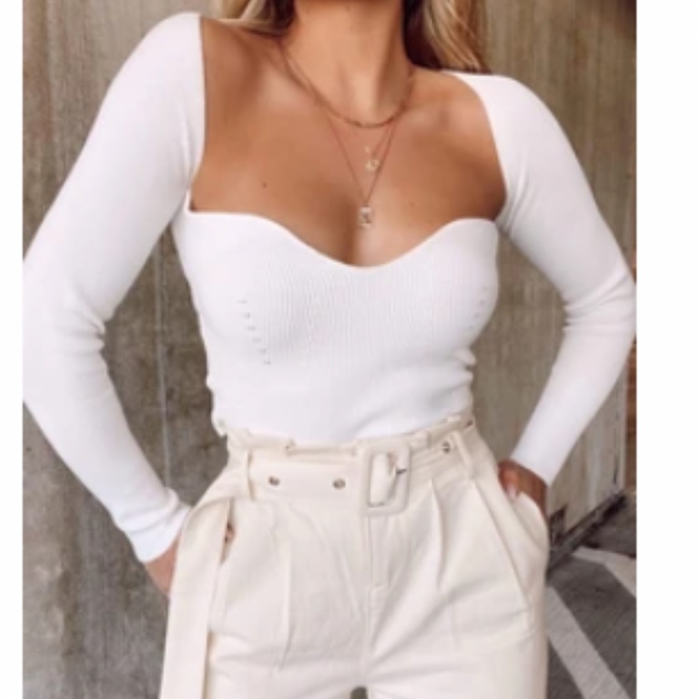 White square neck top